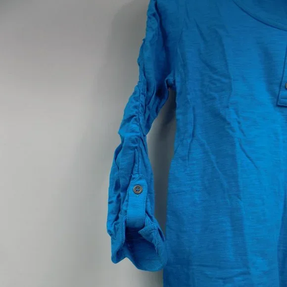 Style & Co. Ruched Sleeve One-Pocket Henley Size Petite Medium - Picture 3 of 5